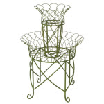 Two Tier Wire Plant Stand - Green