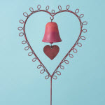 Romantic Garden Stake - Pink Heart & Bell