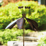 Kinetic Garden Art - Fuchsia Flower Spinner Stake
