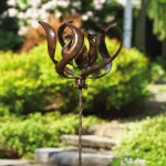 Kinetic Garden Art - Lily Flower Spinner Stake