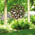 5' Tall Wind Spinner Stake - Camelia Flower