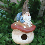 Gnome on Toadstool Birdhouse
