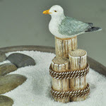 Miniature Garden Seagull on Pier Stake