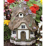 Fairy Garden Thatched Roof Cottage w Solar Lights