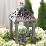 Miniature Gazebo w Ornate Metal Roof