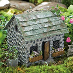 Miniature Garden Stone Cottage w Shingled Roof