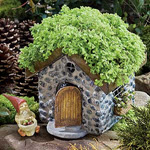 Miniature Garden Stone Cottage w Plantable Roof