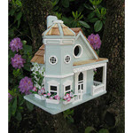 Blue Flower Pot Cottage Birdhouse