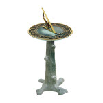 16" Cast Iron Tree Trunk Sundial Pedestal - Antique Painted Finish - B65