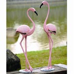 Pink Flamingos Garden Statue Pair