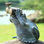 Bird Watching Frog Garden Sculpture