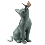 Curiosity Cat and Butterfly Garden Sculpture