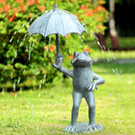 Frog with Umbrella Garden Water Spitter