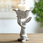 Cast Iron Bunny with Flower Candlehoder