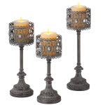 Jeweled Pillar Candlesticks (Set of 3)