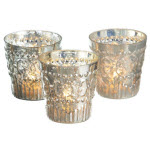 Mercury Glass Votive Candle Holder Set/3