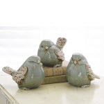 Ceramic Birds with Scrolled Wings Set of 3