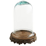 Glass Cloche on Carved Wood Stand