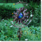 Kinetic Garden Art - Illuminarie Armillary Celestial Spinner Stake