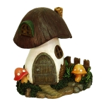 Fairy Garden Toadstool House w Solar Lighted Windows